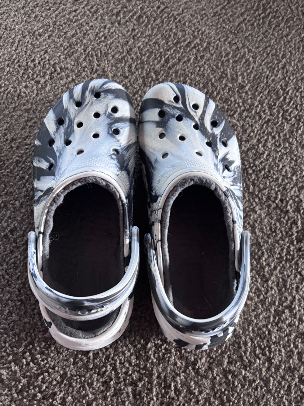 CROCS  Black & White Marble Lined Clogs